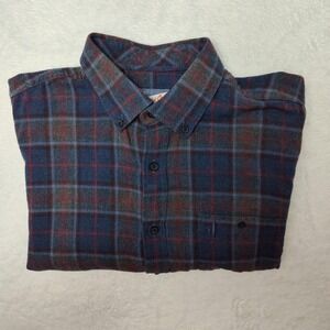 Johnnie-O Hangin Out Shirt Mens Large Blue Plaid Flannel Long Sleeve Lost Dunes